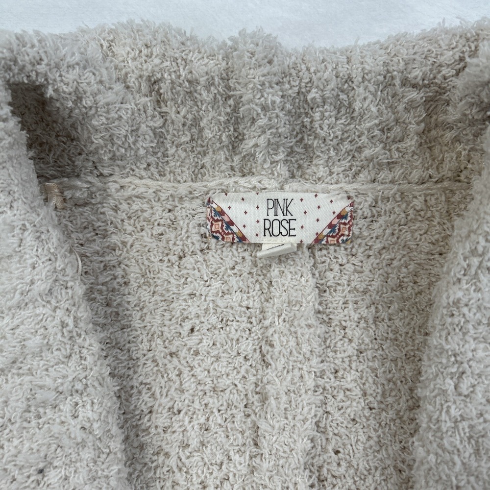 Pink Rose Cardigan Womens Small Brown Tan Beige Open Front Casual Lounge Ladies - Picture 2 of 16
